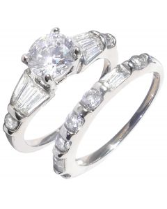 Sparkling 1.85ct Stainless Steel Wedding Ring Set