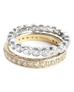 High End Set of 2 Stackable Two Tone Rings