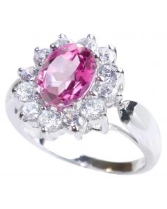 Stunning Genuine Precious 1.45ct Pink Topaz Sterling Silver Ring