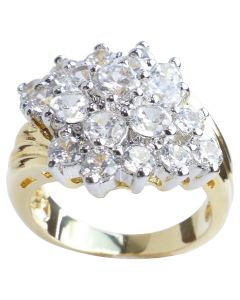 Stunning Yellow & White Gold Electroplated Two Tone Cluster Ring