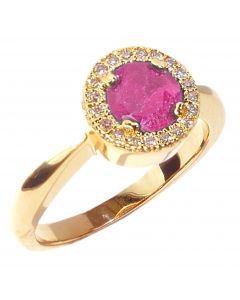 Genuine Precious 1.45ct Ruby Halo Gold Filled Ring