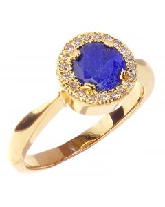 Exquisite Genuine Precious 1.45ct SAPPHIRE Gold Filled Halo Ring